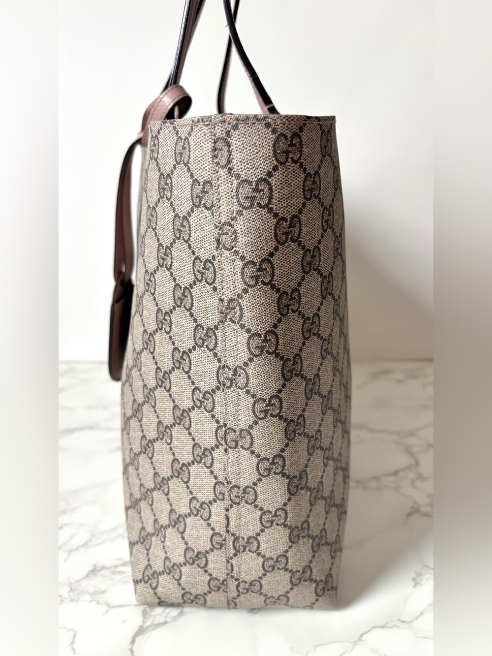 ❌SOLD❌ Gucci GG Supreme Reversible Tote Brown Blush Pink - Picture 5 of 17